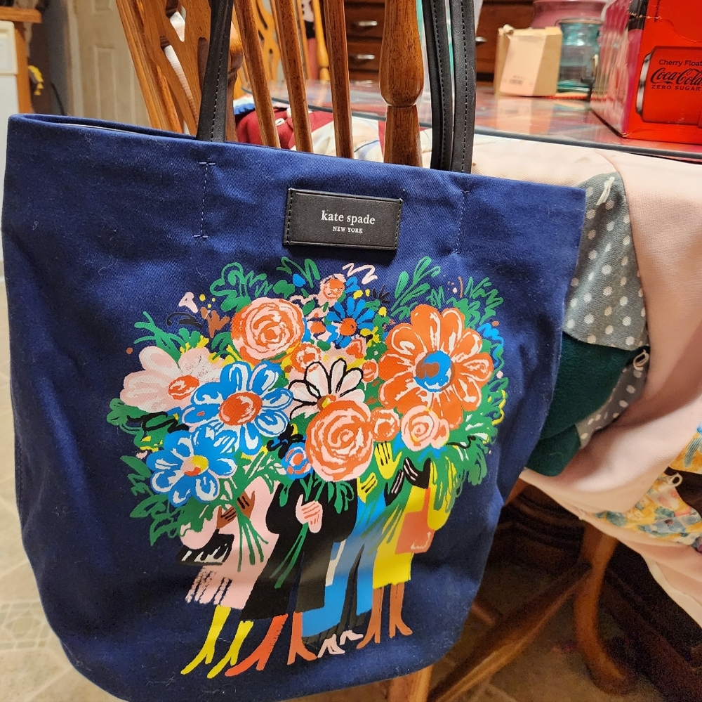 Kate Spade New York Navy Floral Canvas Tote